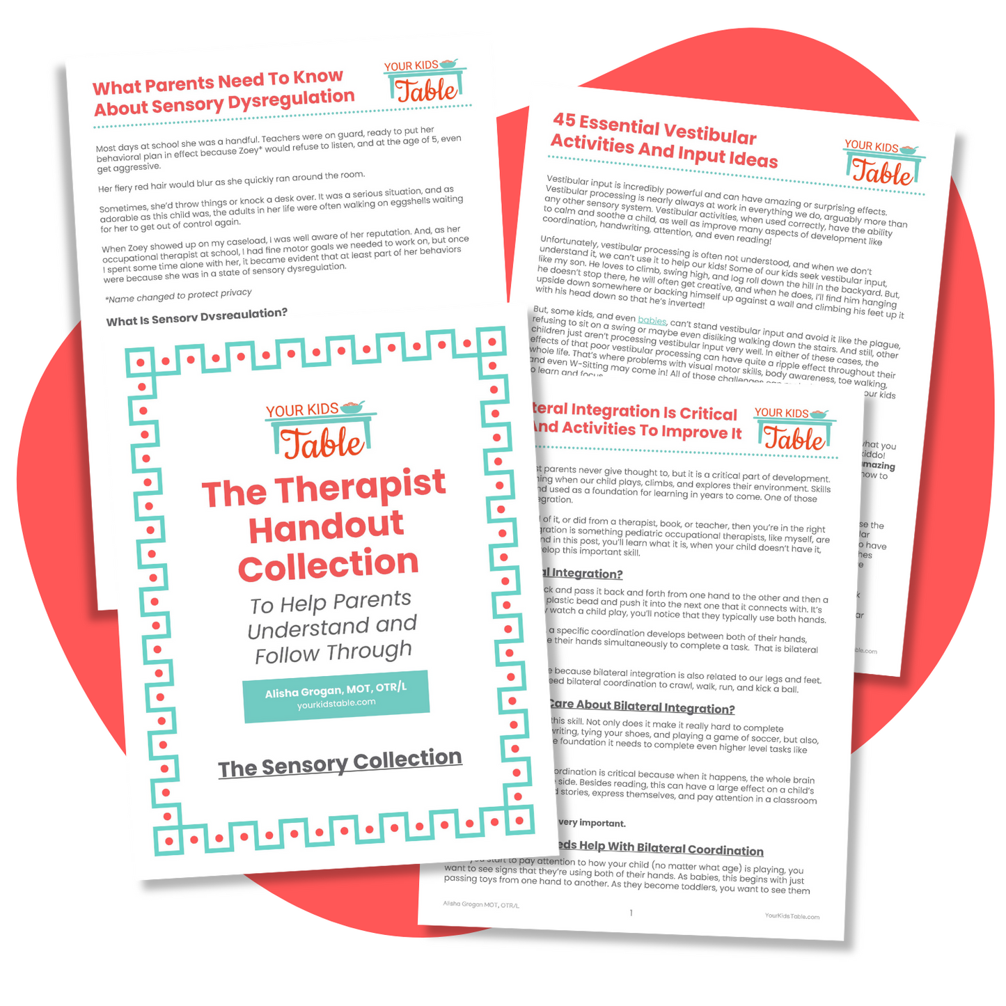 The Therapist Sensory Handout Collection