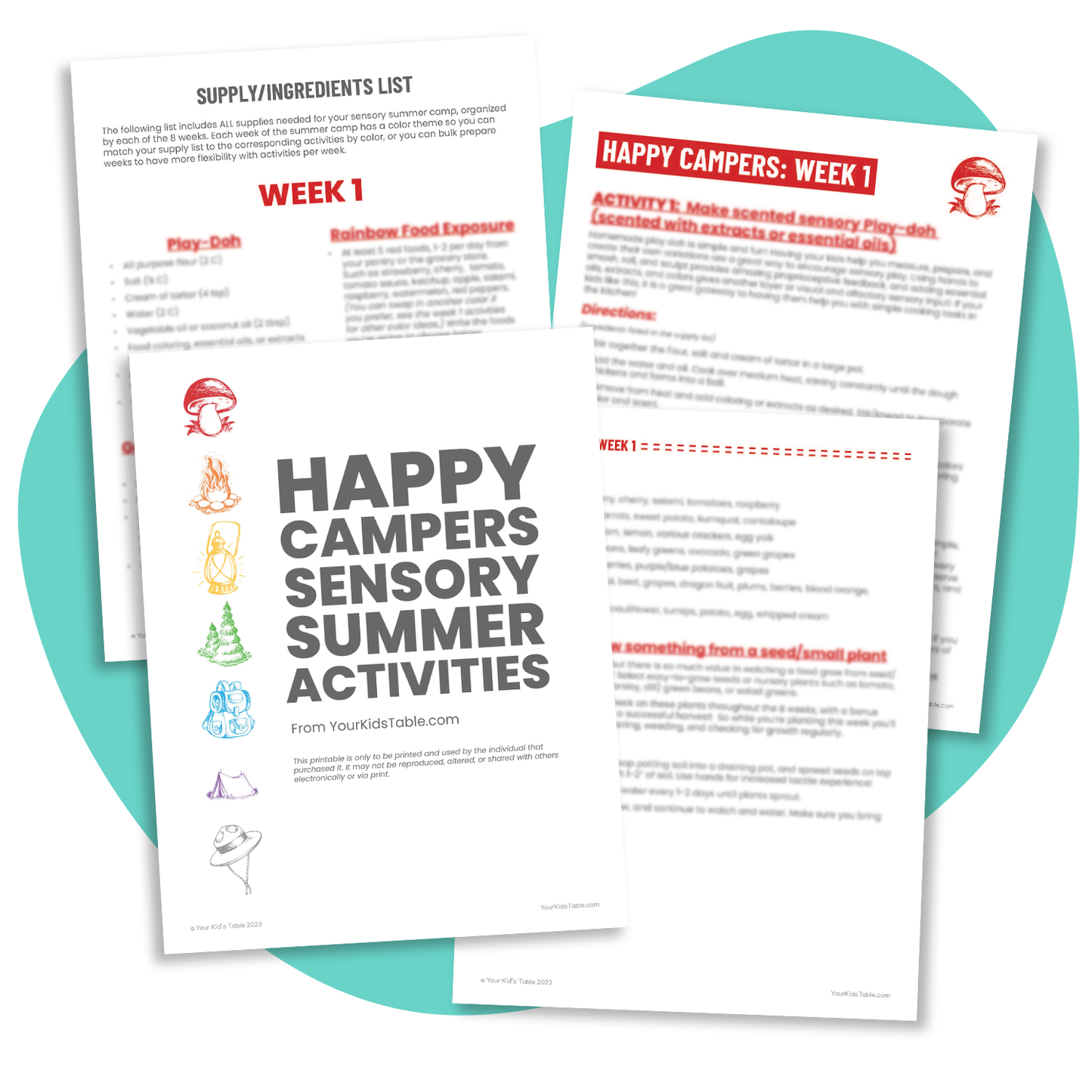 Happy Campers Summer Sensory Activities Plan